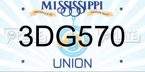 3DG570 Mississippi License Plate