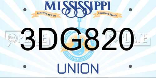 3DG820 Mississippi License Plate