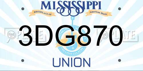 3DG870 Mississippi License Plate