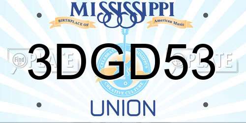 3DGD53 Mississippi License Plate