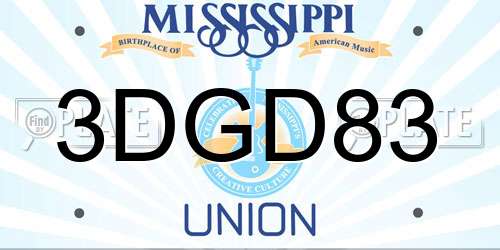 3DGD83 Mississippi License Plate