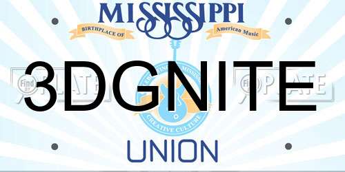 3DGNITE Mississippi License Plate