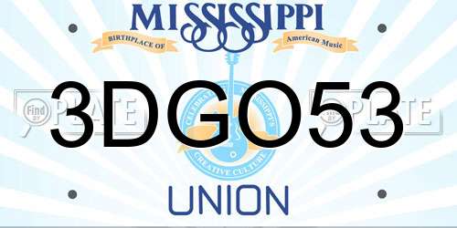 3DGO53 Mississippi License Plate