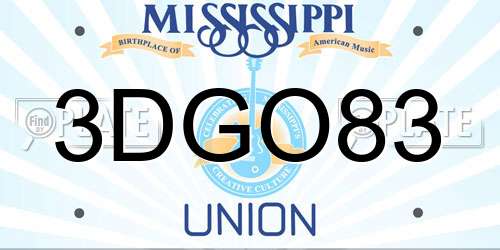 3DGO83 Mississippi License Plate