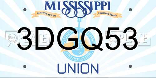 3DGQ53 Mississippi License Plate