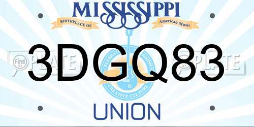 3DGQ83 Mississippi License Plate