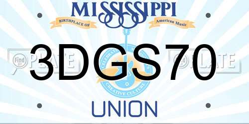3DGS70 Mississippi License Plate