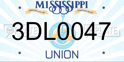 3DL0047 Mississippi License Plate