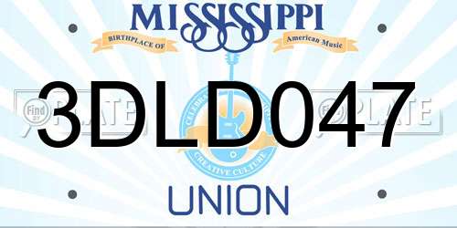 3DLD047 Mississippi License Plate