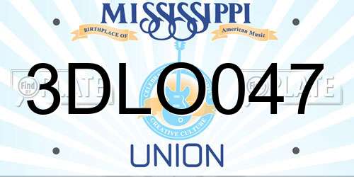 3DLO047 Mississippi License Plate