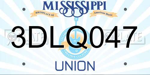 3DLQ047 Mississippi License Plate