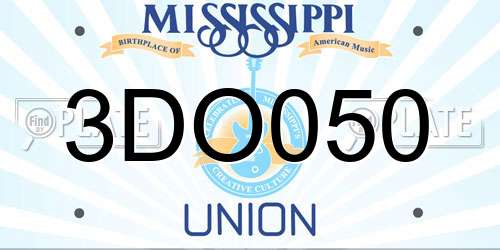 3DO050 Mississippi License Plate