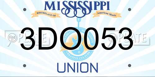 3DO053 Mississippi License Plate