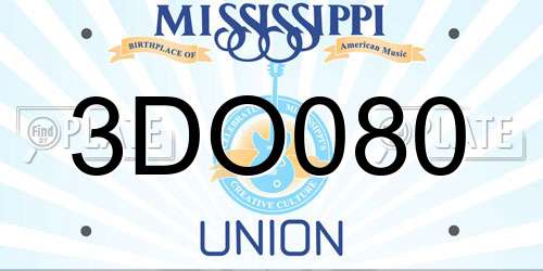 3DO080 Mississippi License Plate