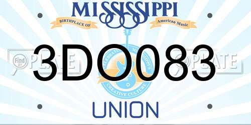 3DO083 Mississippi License Plate
