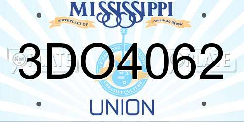 3DO4062 Mississippi License Plate