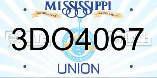 3DO4067 Mississippi License Plate