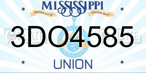 3DO4585 Mississippi License Plate