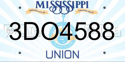 3DO4588 Mississippi License Plate