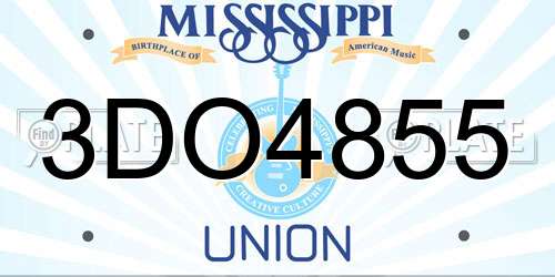 3DO4855 Mississippi License Plate