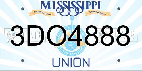 3DO4888 Mississippi License Plate