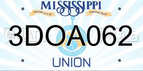 3DOA062 Mississippi License Plate
