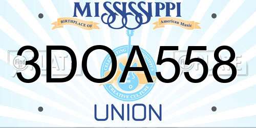 3DOA558 Mississippi License Plate