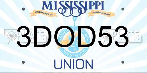 3DOD53 Mississippi License Plate