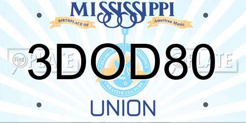 3DOD80 Mississippi License Plate