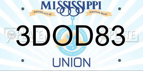 3DOD83 Mississippi License Plate