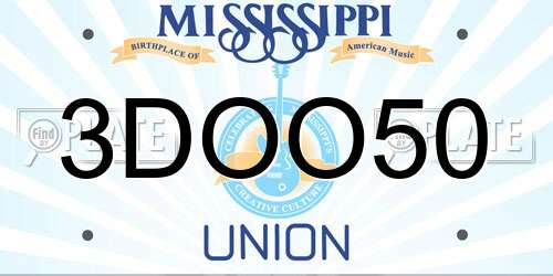 3DOO50 Mississippi License Plate