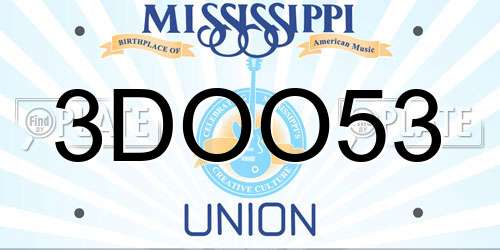 3DOO53 Mississippi License Plate