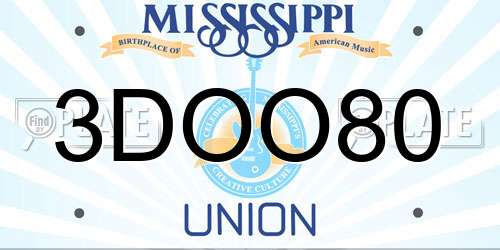 3DOO80 Mississippi License Plate