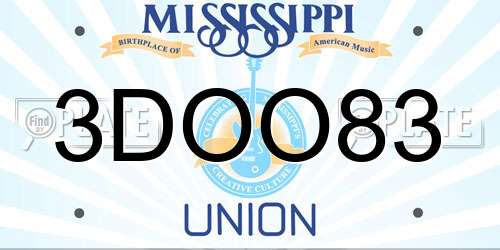 3DOO83 Mississippi License Plate