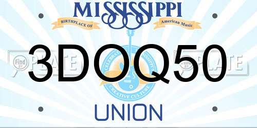 3DOQ50 Mississippi License Plate