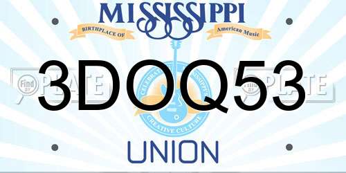 3DOQ53 Mississippi License Plate