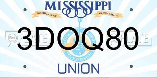 3DOQ80 Mississippi License Plate