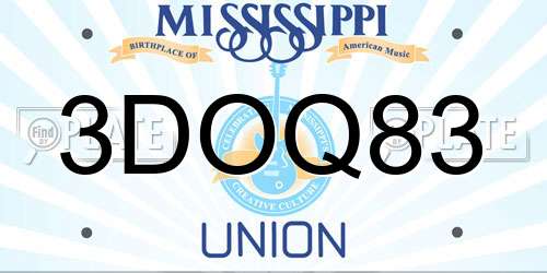 3DOQ83 Mississippi License Plate