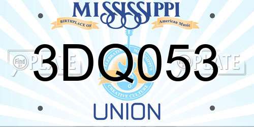3DQ053 Mississippi License Plate
