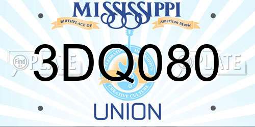 3DQ080 Mississippi License Plate