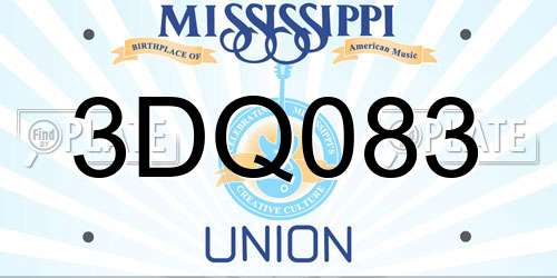 3DQ083 Mississippi License Plate
