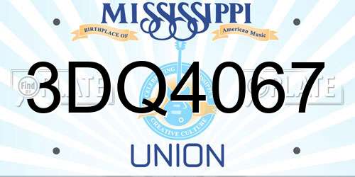 3DQ4067 Mississippi License Plate