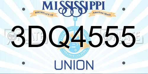 3DQ4555 Mississippi License Plate