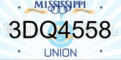 3DQ4558 Mississippi License Plate