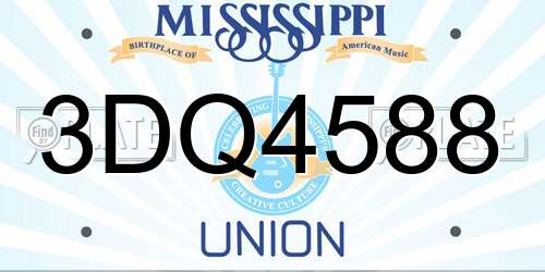 3DQ4588 Mississippi License Plate