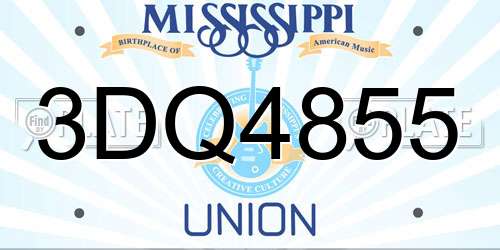 3DQ4855 Mississippi License Plate