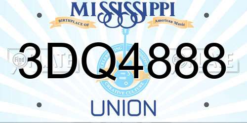 3DQ4888 Mississippi License Plate