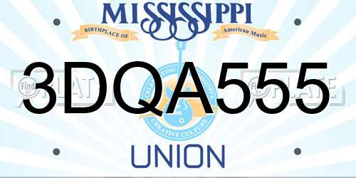 3DQA555 Mississippi License Plate