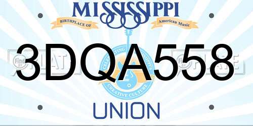 3DQA558 Mississippi License Plate
