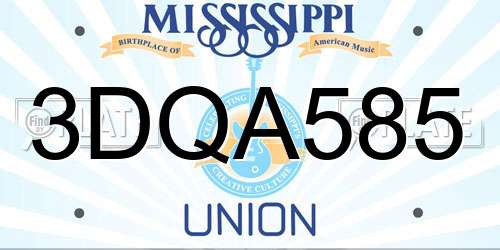 3DQA585 Mississippi License Plate
